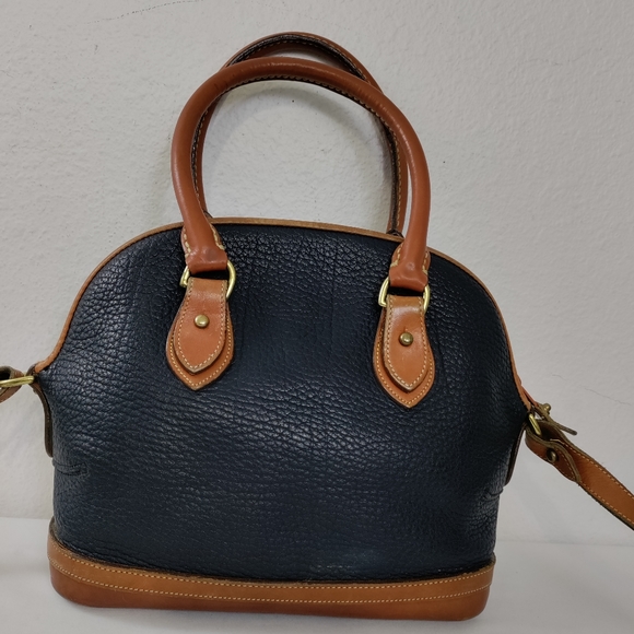 Dooney & Bourke Vintage Norfolk AWL Navy Blue Dome Satchel - Picture 3 of 13